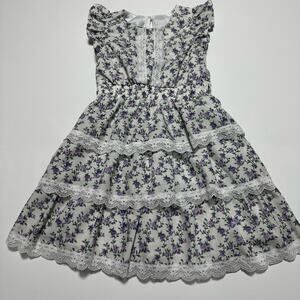 Badgley Mischka Spring Floral Ruffle Lace Trim 2T Dress